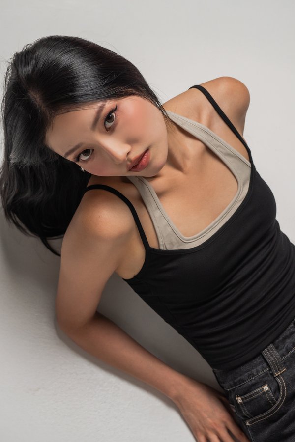 Double Trouble Halter Top in Black