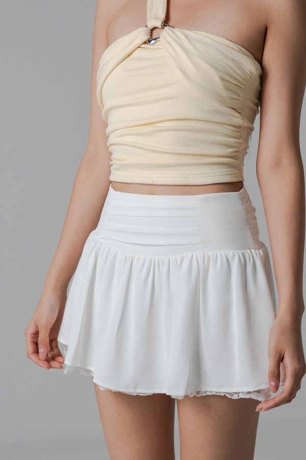 Flirt Lace Flare Mini Skirt in White