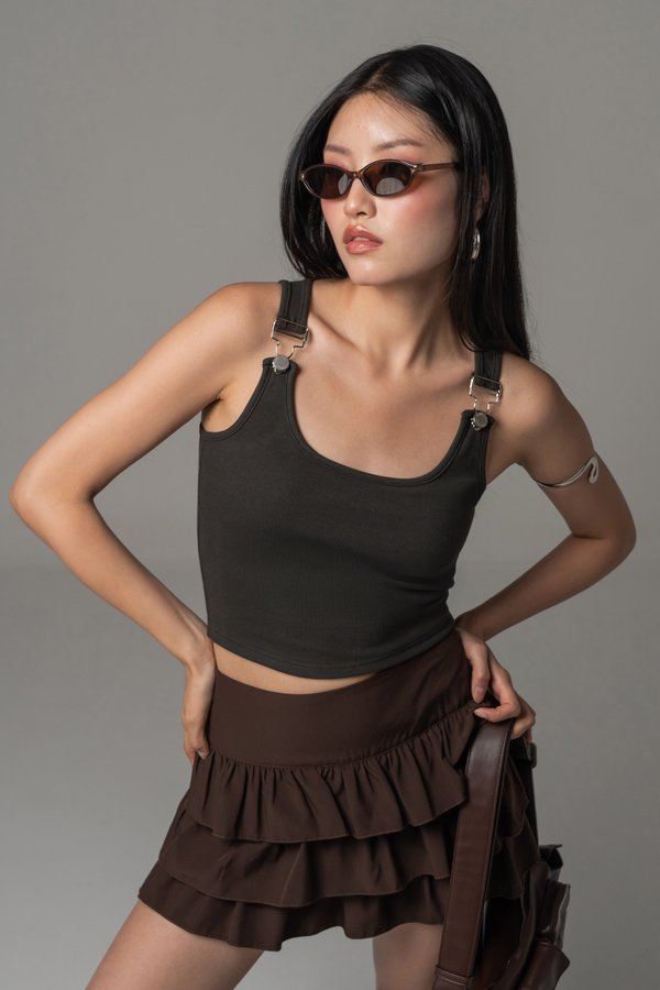 Suspend Detail Tank Top in Smoke Grey