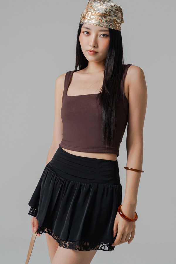 Flirt Lace Flare Mini Skirt in Black Flirt Lace Flare Mini Skirt in Black