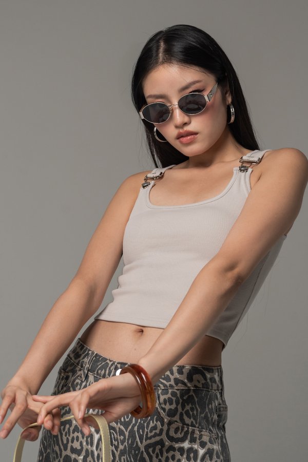Suspend Detail Tank Top in Bone Grey