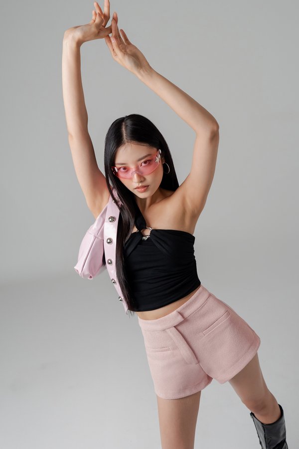 Enclave Tweed Tailored Shorts in Milkshake Pink Enclave Tweed Tailored Shorts in Milkshake Pink