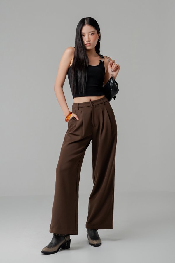 Progress Tailored Pants in Espresso Brown Progress Tailored Pants in Espresso Brown