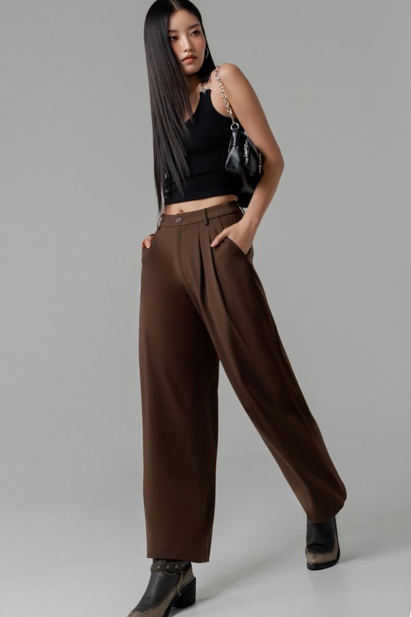 Progress Tailored Pants in Espresso Brown Progress Tailored Pants in Espresso Brown