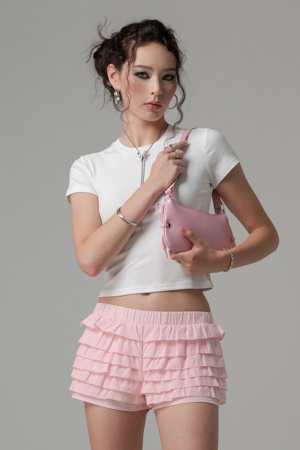 Flute Ruffle Shorts in Strawberry Pink