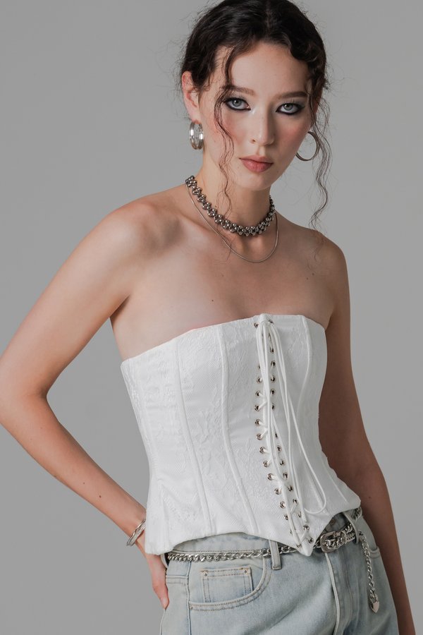 Reserve Lace Corset Top in White Reserve Lace Corset Top in White