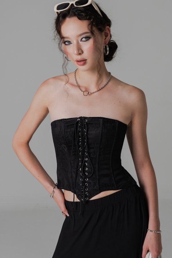 Reserve Lace Corset Top in Black