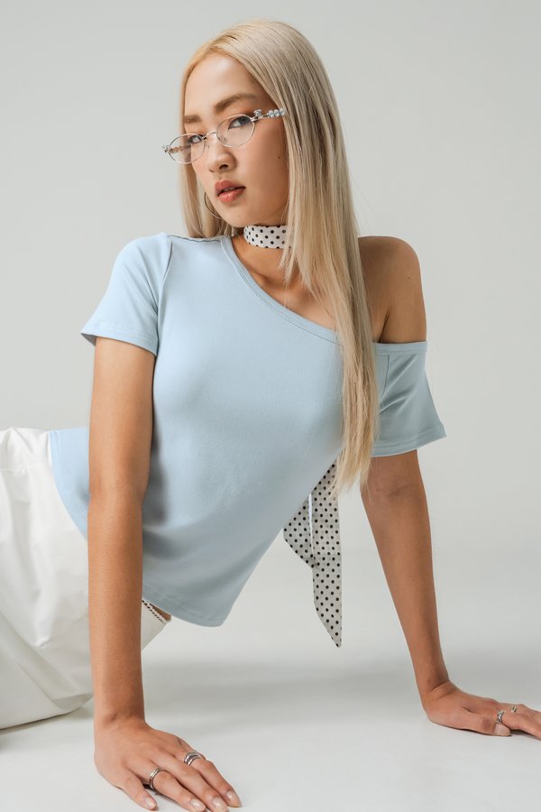 Ease Up Off Shoulder Top in Baby Blue