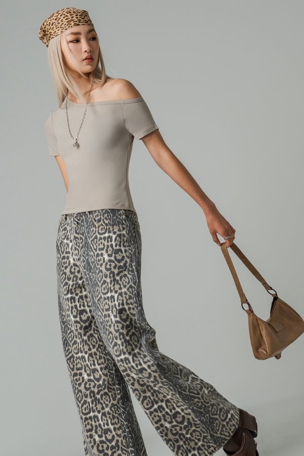 Ease Up Off Shoulder Top in Greige