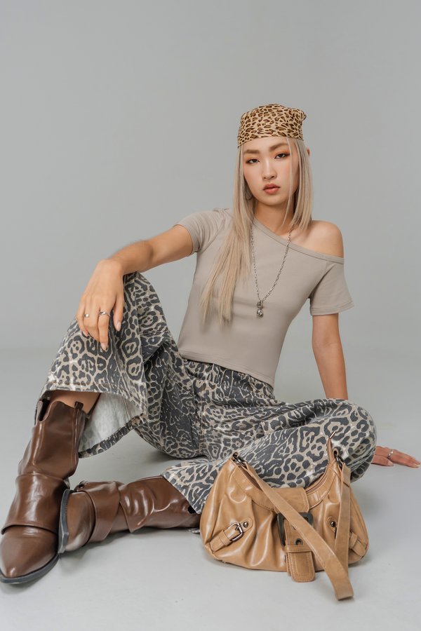 Ease Up Off Shoulder Top in Greige