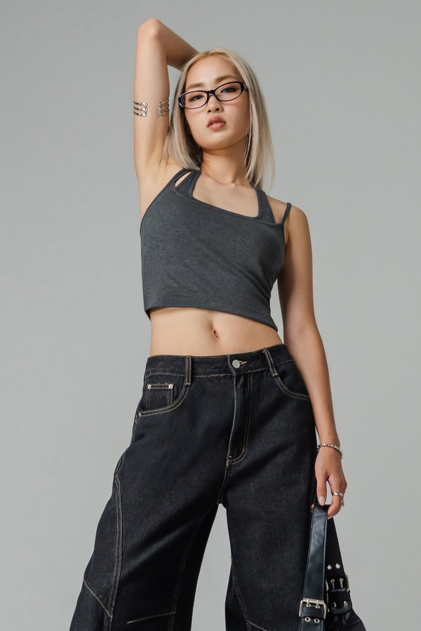 Double Trouble Halter Top in Double Grey
