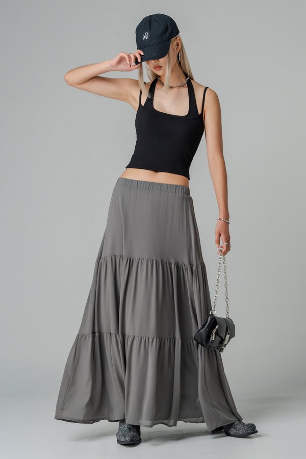 Double Trouble Halter Top in Double Black