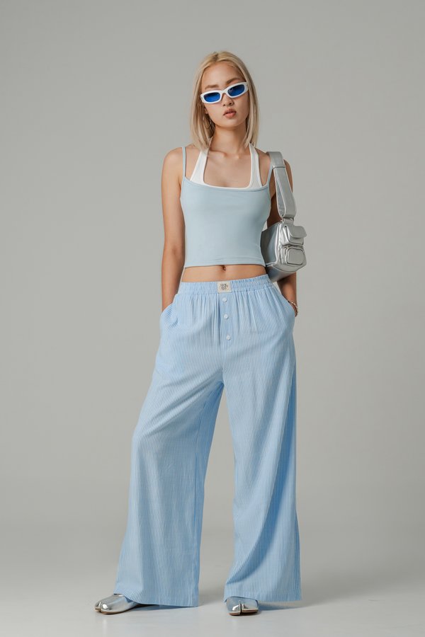 Double Trouble Halter Top in Baby Blue