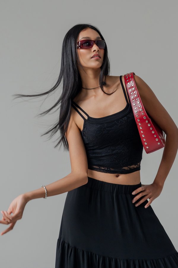 Ivy Lace Double Layer Top in Black