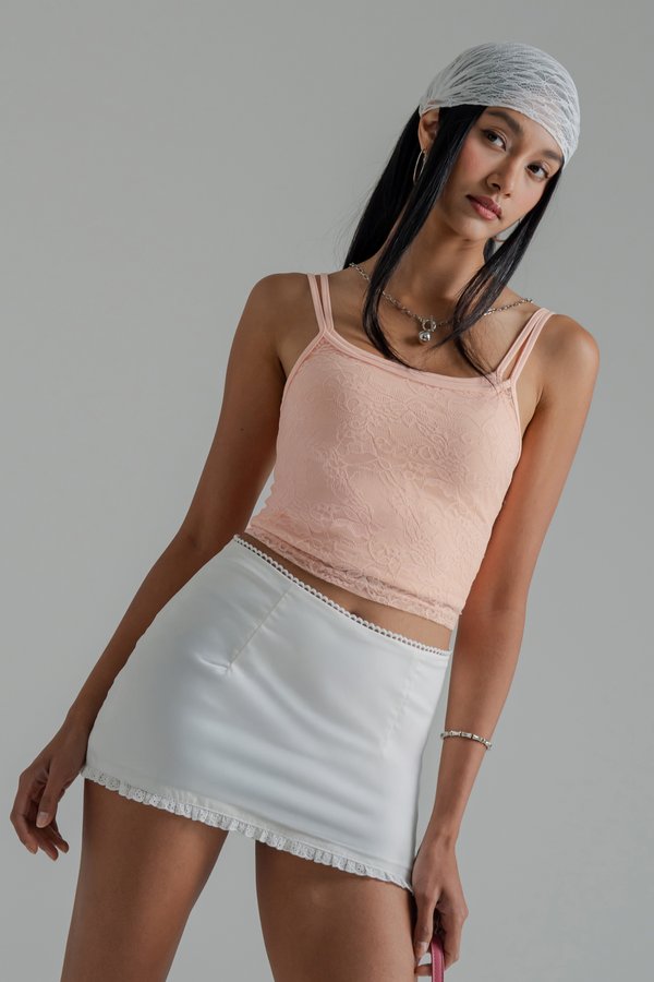 Ivy Lace Double Layer Top in Baby Pink