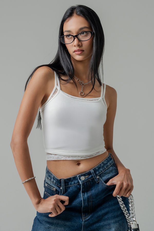 Ivy Lace Double Layer Top in White