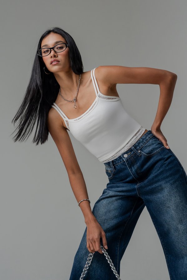 Ivy Lace Double Layer Top in White