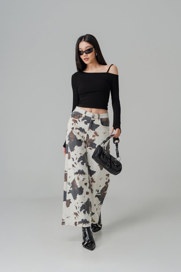 Anchor Off Shoulder Padded Top in Black