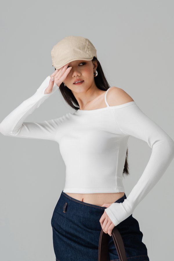 Anchor Off Shoulder Padded Top in White