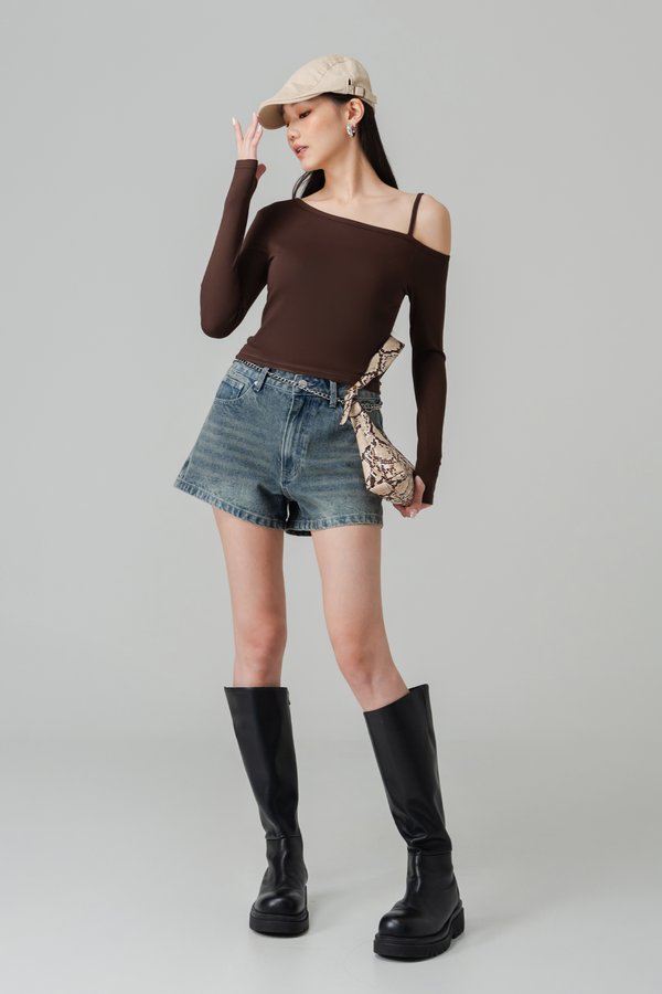 Anchor Off Shoulder Padded Top in Espresso