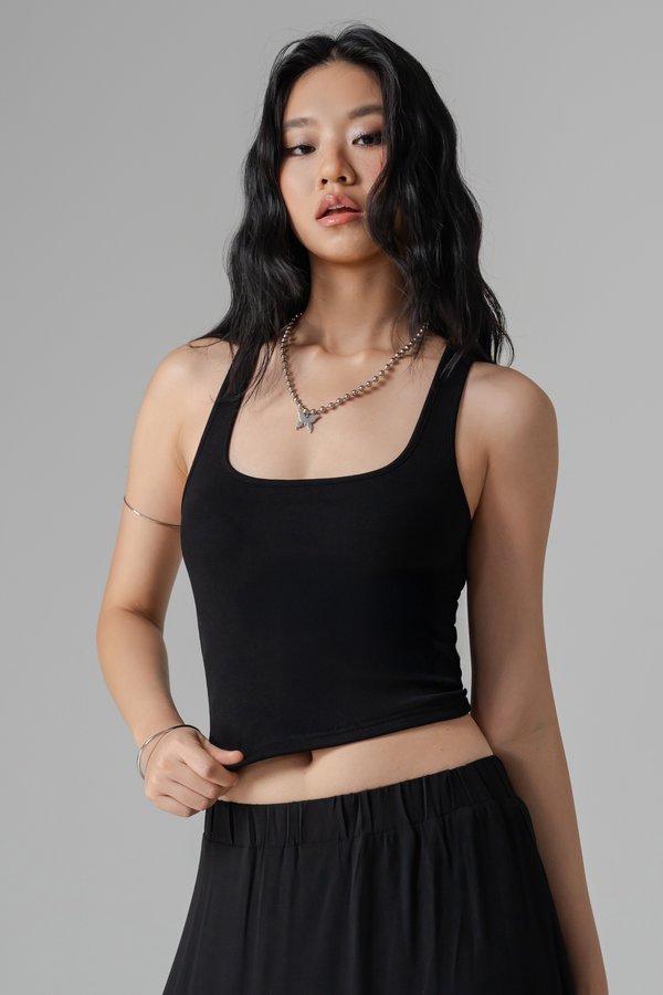 Crosscut Cross Back Top in Black