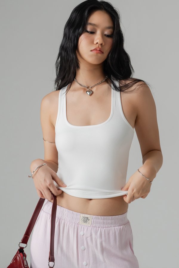 Crosscut Cross Back Top in White