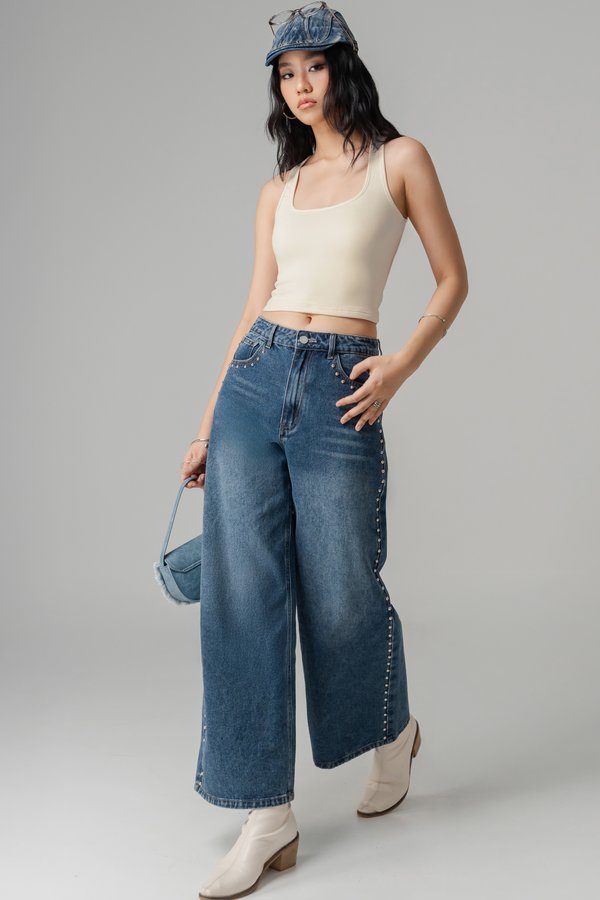 Crosscut Cross Back Top in Milk Beige