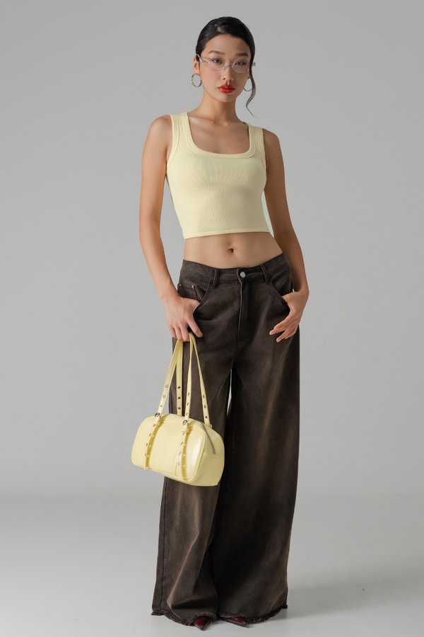 Once Open Back Buckle Top in Butter Yellow