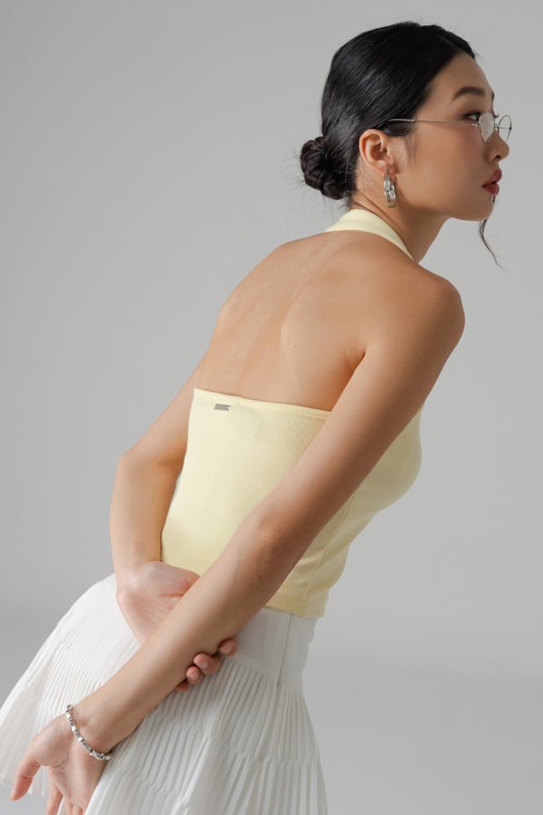 Catch Buckle Halter Top in Butter Yellow