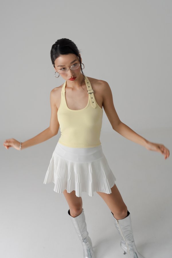 Catch Buckle Halter Top in Butter Yellow