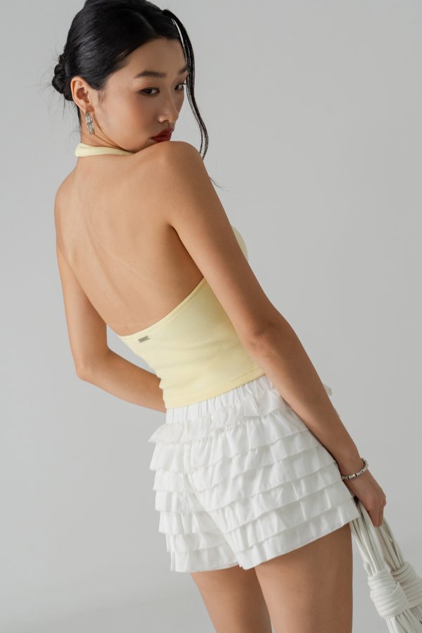 Corsage Padded Hooked Top in Yellow Cream