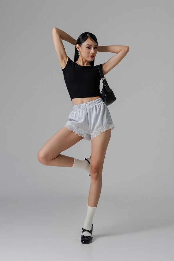 Whisper Lounge Lace Shorts in Soft Blue