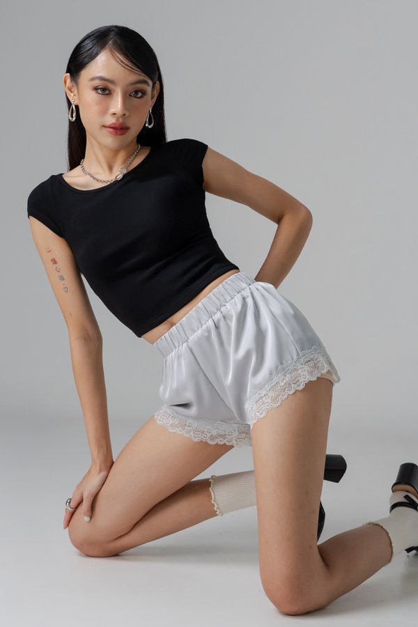 Whisper Lounge Lace Shorts in Soft Blue