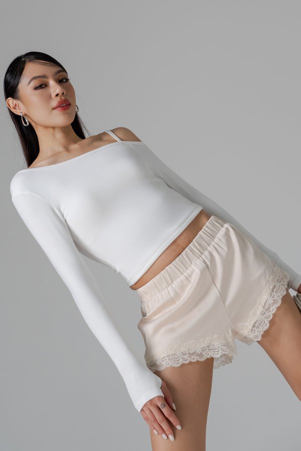 Whisper Lounge Lace Shorts in Champagne Beige