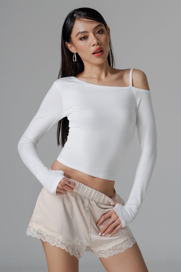 Whisper Lounge Lace Shorts in Champagne Beige