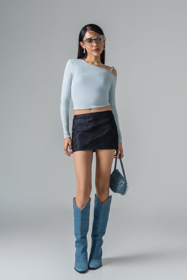 Unseen Lace Pinstripe Skirt in Navy