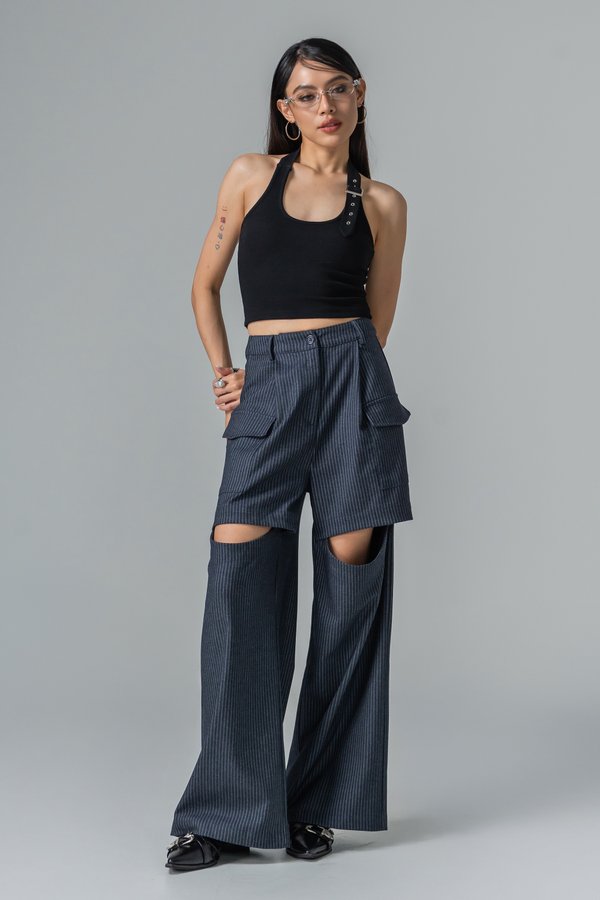 Divided Pinstripe Pants in Navy