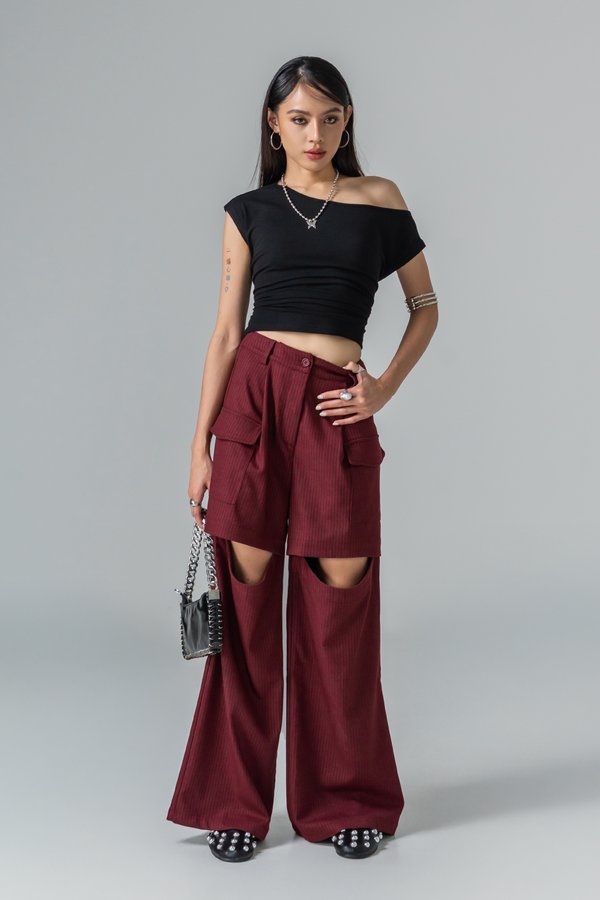 Divided Pinstripe Pants in Huat Red