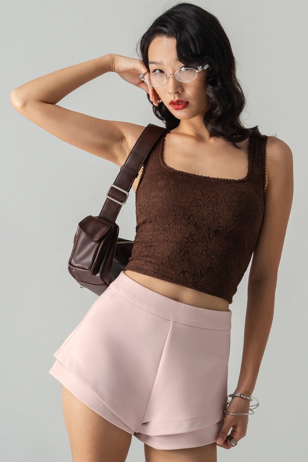 Cutting Edge Double Layered Shorts in Pale Pink