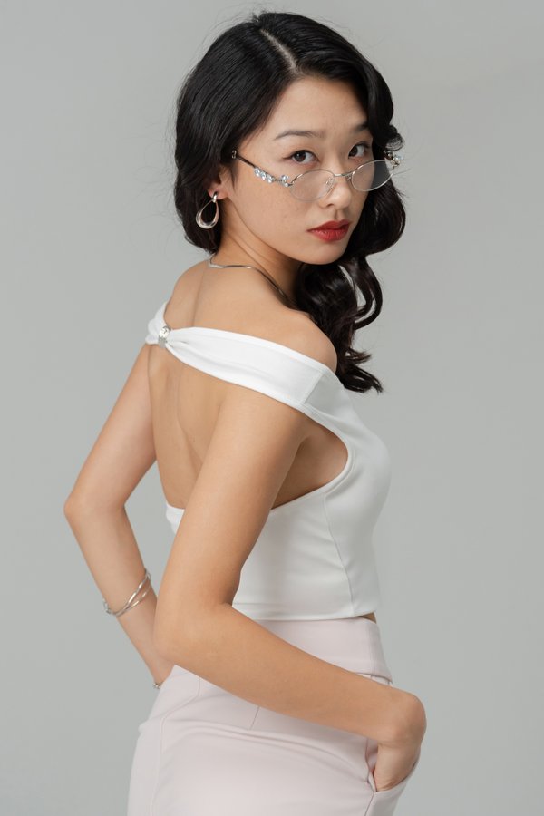 Commence Open Back Top in White