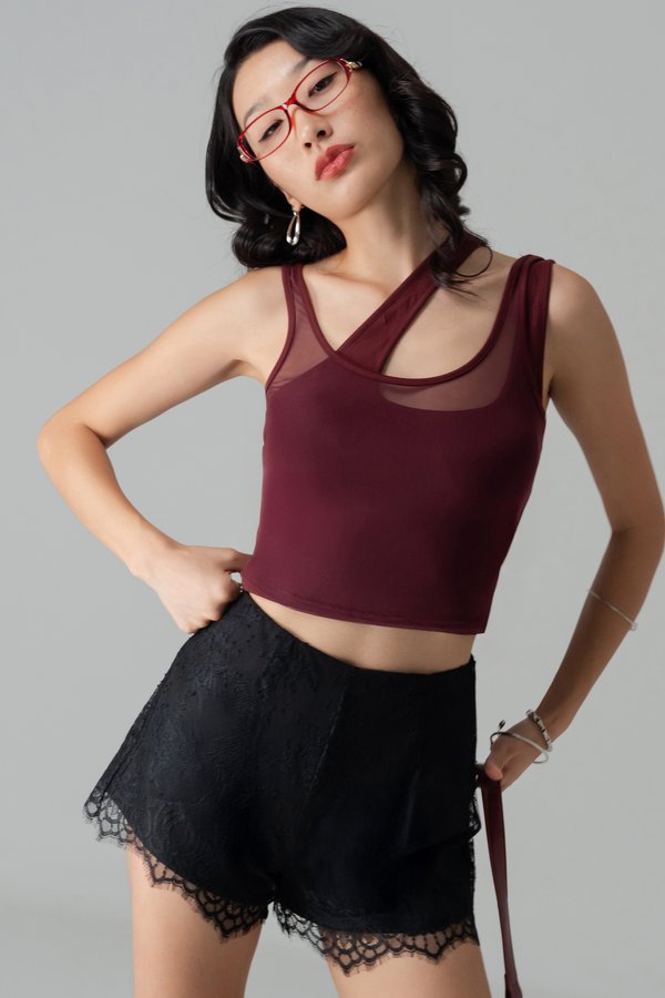 Coy Lace Tailored Shorts in Black