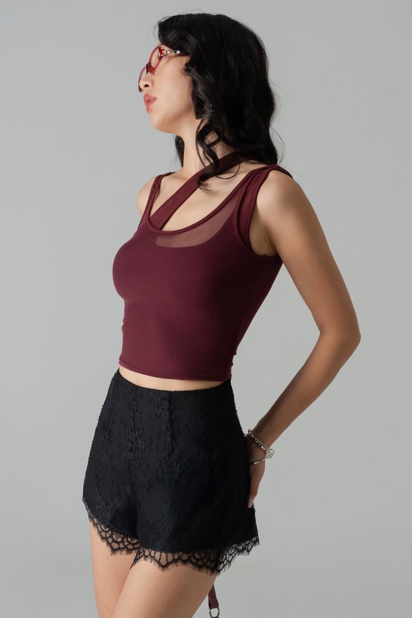 Coy Lace Tailored Shorts in Black