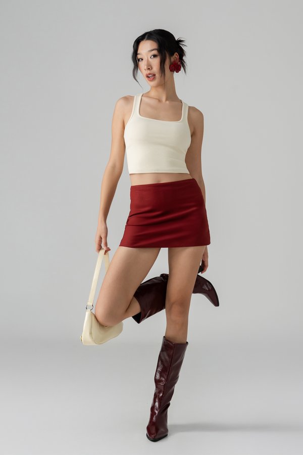 Perceive Linen Skirt in Huat Red