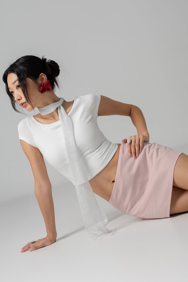 Perceive Linen Skirt in Ash Pink