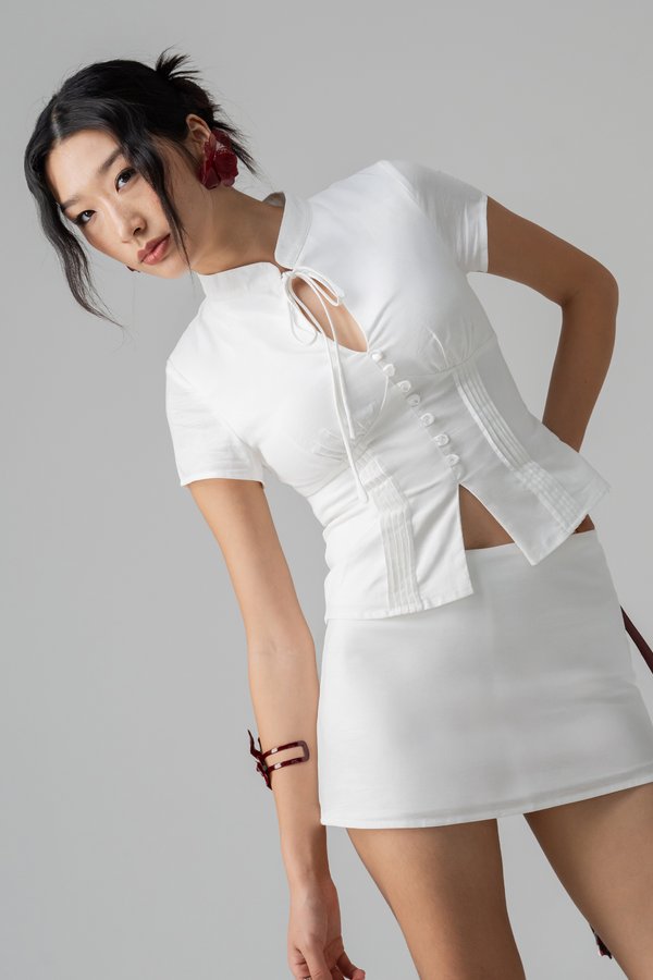 Paraph Pleated Linen Top in White