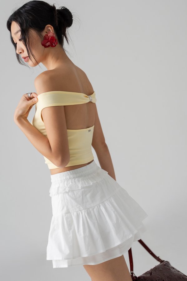 Woo Tiered Linen Skirt in White