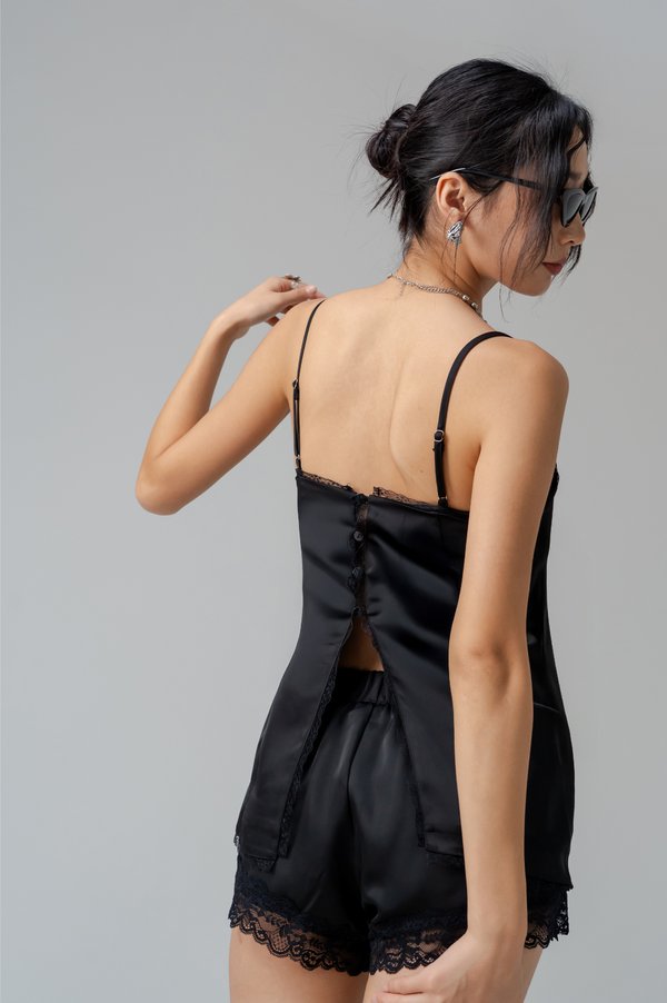 Hush Ribbon Lace Top in Black