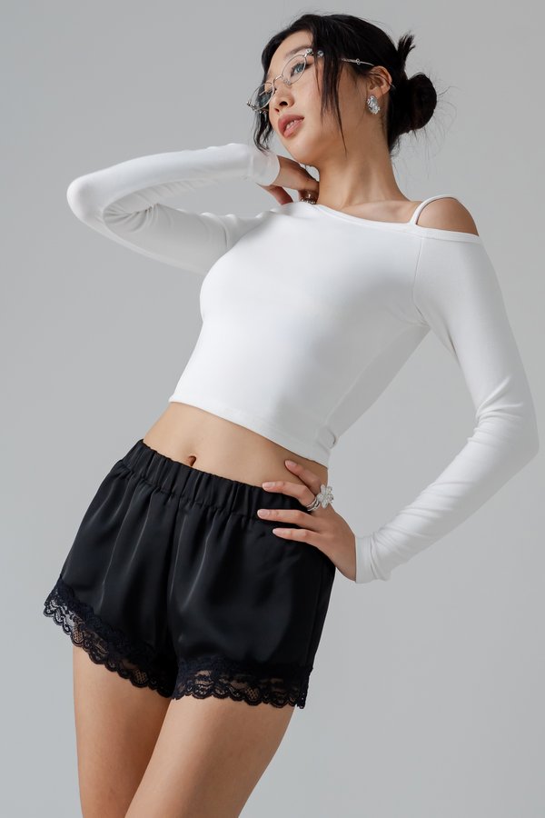 Whisper Lounge Lace Shorts in Black