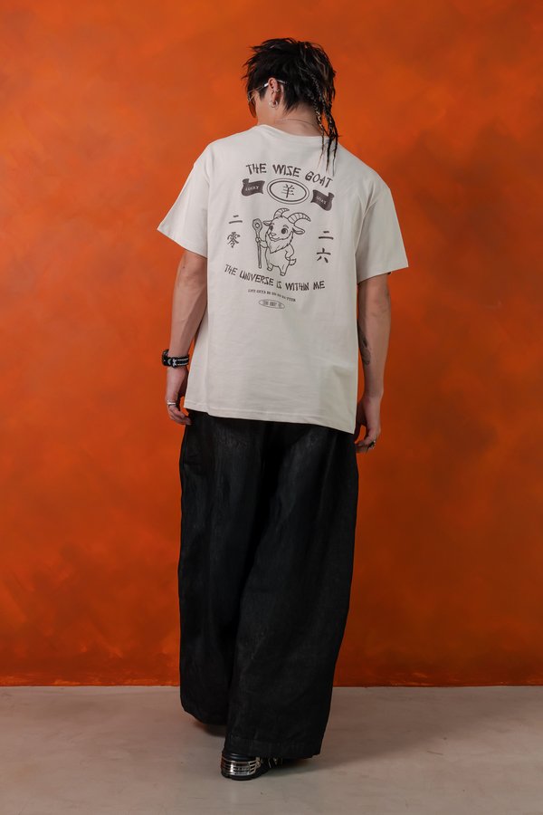The Wise Goat Tee in Stone Beige