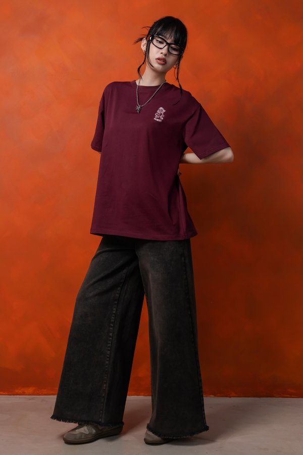 Chill Monkey Tee in Dark Carmine